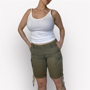 Eddie Bauer Cargo Shorts 8 Petite Olive Green Cotton Outdoors
